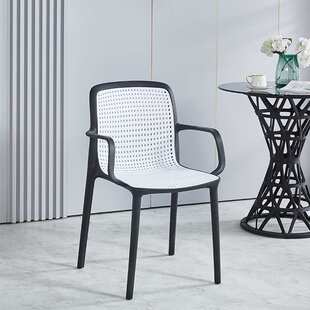 北欧加厚塑料藤编椅家用户外书桌椅可叠放带扶手中古靠背椅子