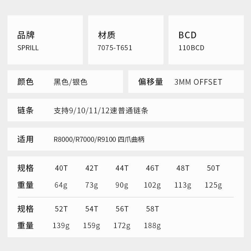 PASS QUEST 3MM R8000 R7000 正负齿偏移量 7075 SPRILL 单盘牙盘