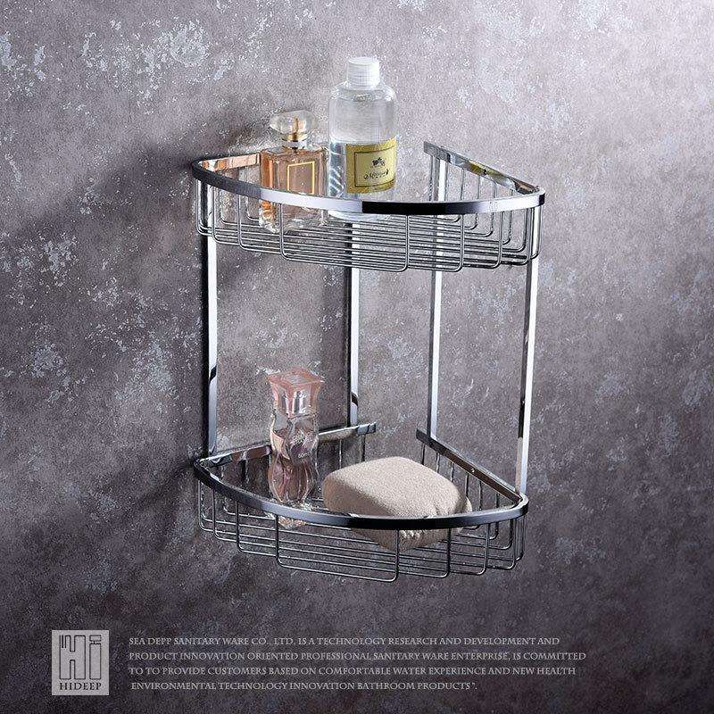 HIDEEP浴室挂件壁挂式铜双层三角篮置物架HI08014
