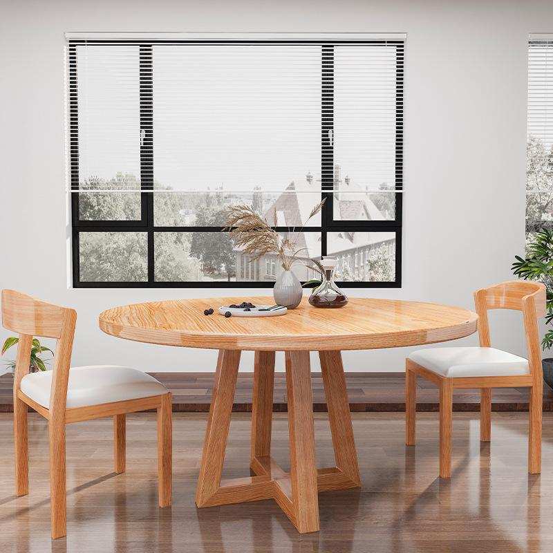 北欧实木圆形餐桌现代简约小户型LOFT圆餐桌家用餐厅休闲饭桌