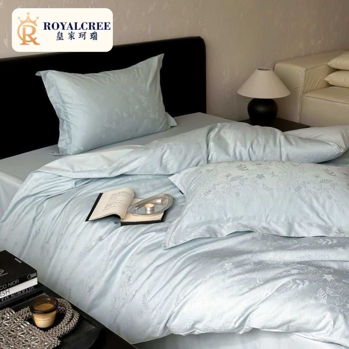 裸睡级丝滑100S贡缎全棉提花四件套长绒棉纯棉被套轻奢床品四季款