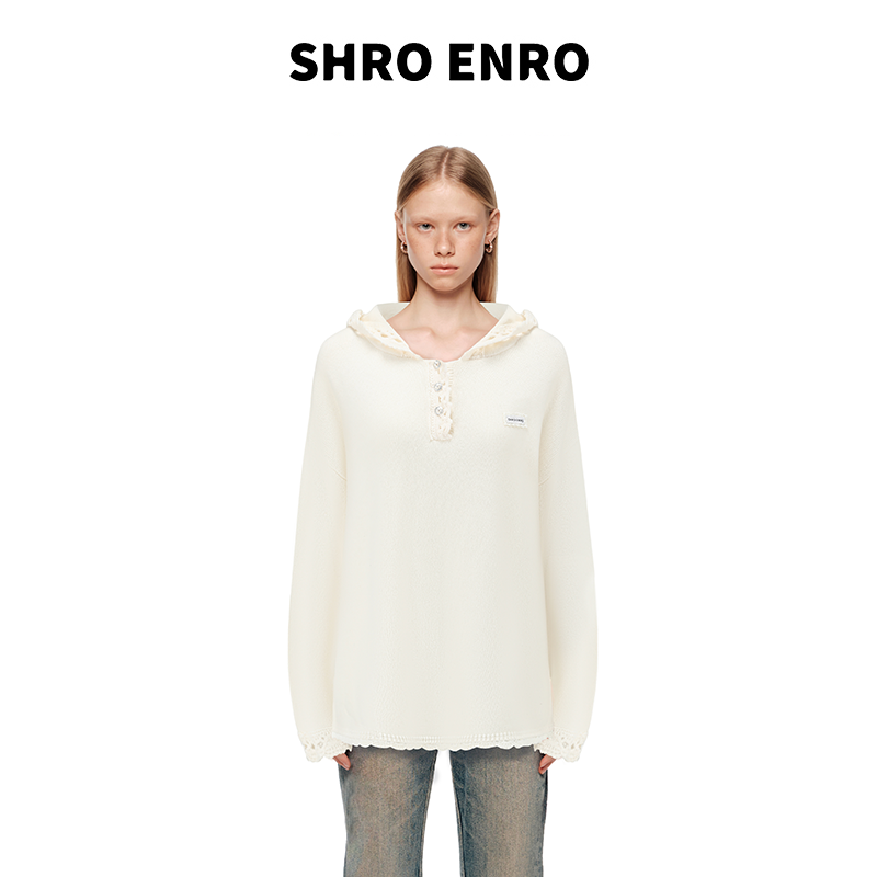 【毛林林同款】SHRO ENRO 2025夏季新款针织连帽卫衣罩衫女上衣,女装/女士精品,毛衣,淘宝优惠券,粉丝福利购,淘宝优惠卷