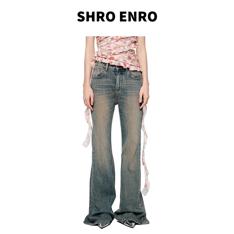 马秋元|张婉儿|李晟|李云霄同款 SHRO ENRO 春季新款高腰牛仔长裤