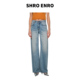 轻奢烫钻设计宽松直筒牛仔长裤 明星艺人同款 新款 ENRO春季 女 SHRO