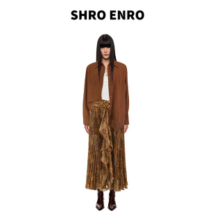 宽松时髦波嬉风中古碎花A字百褶长半裙女 新款 SHRO ENRO2025秋季