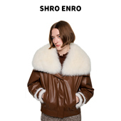新款 SHRO ENRO2025秋季 高品质鹅绒大翻领毛领拼接羽绒派克服外套