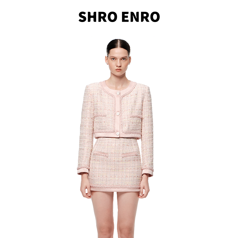 SHROENRO25春季缎面粗花呢套装