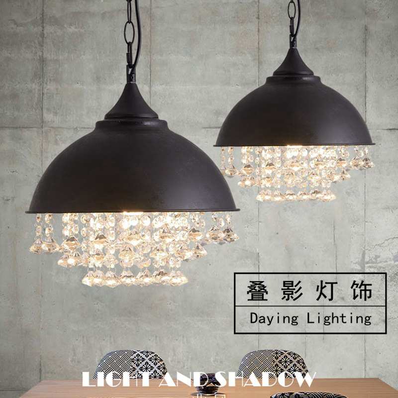 LOFT美式复古工业风铁艺水晶吊灯餐厅吧台茶室咖啡厅样板房灯饰