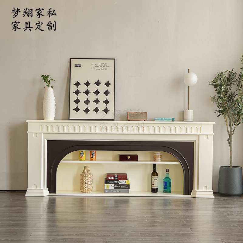法式实木现代简约小户型客厅拱形壁炉柜美式电视柜装饰柜壁炉架