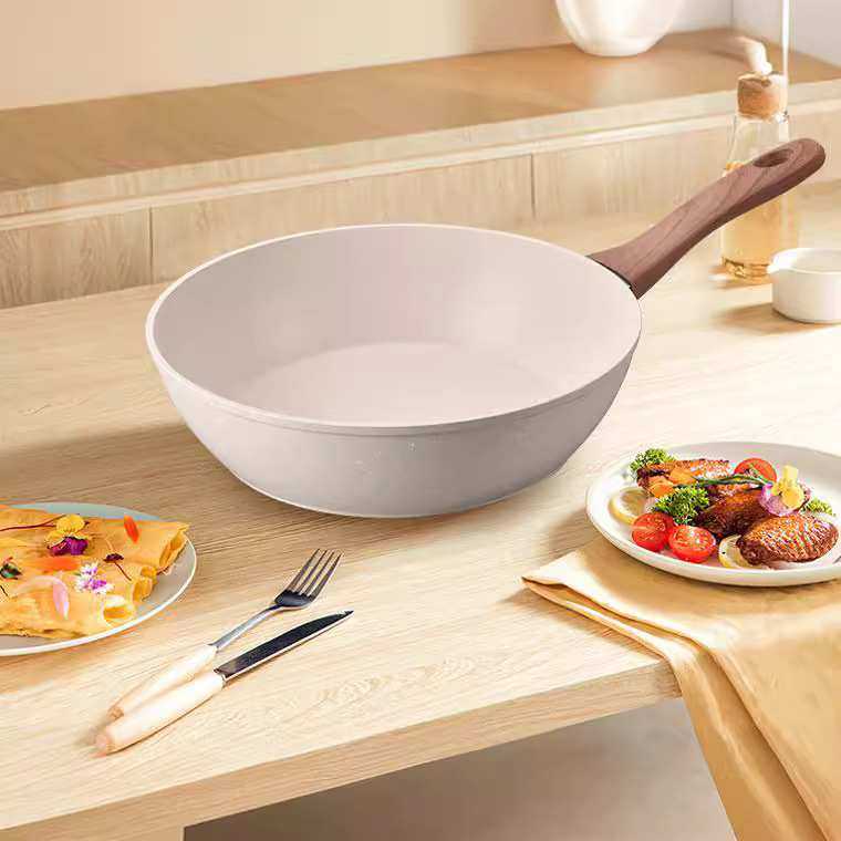 麦饭石不粘锅家用八角炒菜锅煎炒两用电磁炉煤气灶专用平底锅