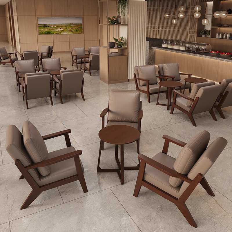 实木餐厅沙发创意家具咖啡馆艺术感简约酒吧舒适优雅成套桌椅组合