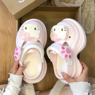 2025新款 松糕洞洞鞋 女玛丽珍可爱卡通厚底沙滩防滑外穿包头凉拖鞋