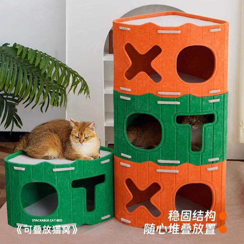 毛毡猫窝四季通用立式猫抓板窝猫屋新型猫别墅多层树洞猫咪躲避屋