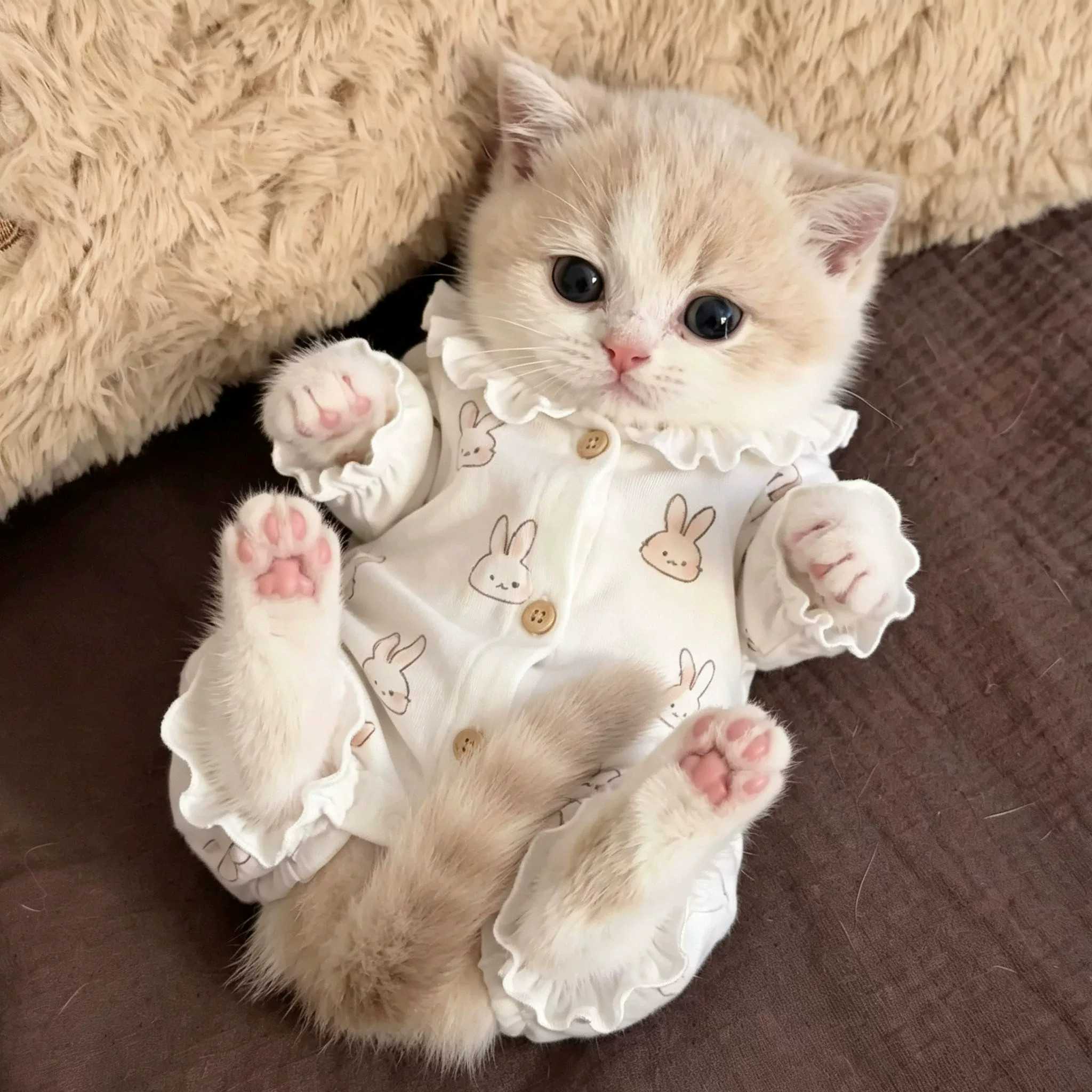 猫咪衣服秋冬款宠物家居服金渐层布偶幼猫小型犬防掉毛狗狗四脚衣
