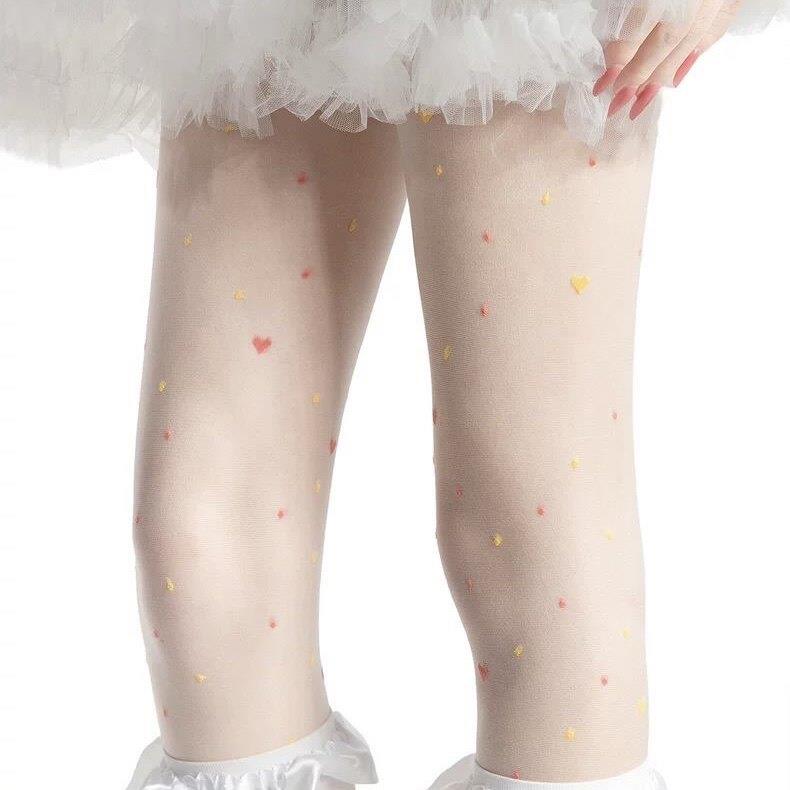 彩色爱心白色丝袜纯欲裤袜夏季薄款波点高透内搭裤袜甜美圆点白丝