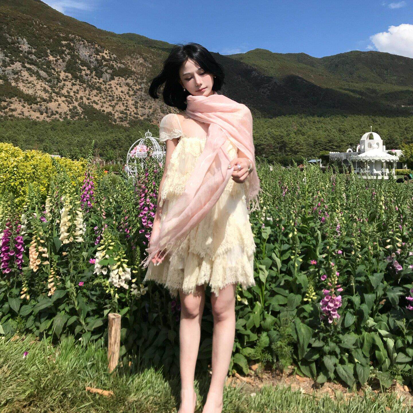 浅粉色棉麻防晒丝巾披肩外搭女薄款2026新款夏季配裙子高级感纱巾