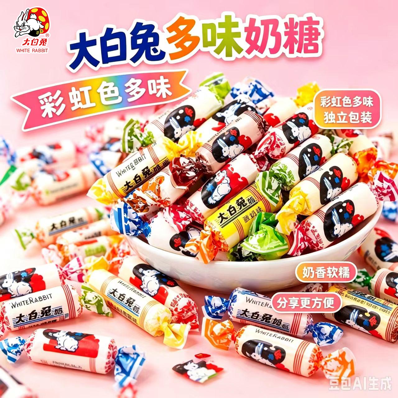 冠生园混合口味大白兔奶糖喜糖原味上海特产80后童年零食糖果500g