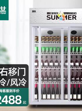 双门三门立式展示柜冰柜商用推拉门左右移门1米1m冷藏饮料柜
