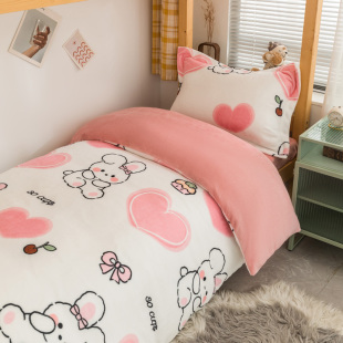 牛奶绒儿童子母床高低床上下铺135米床笠三件套1米35床笠四