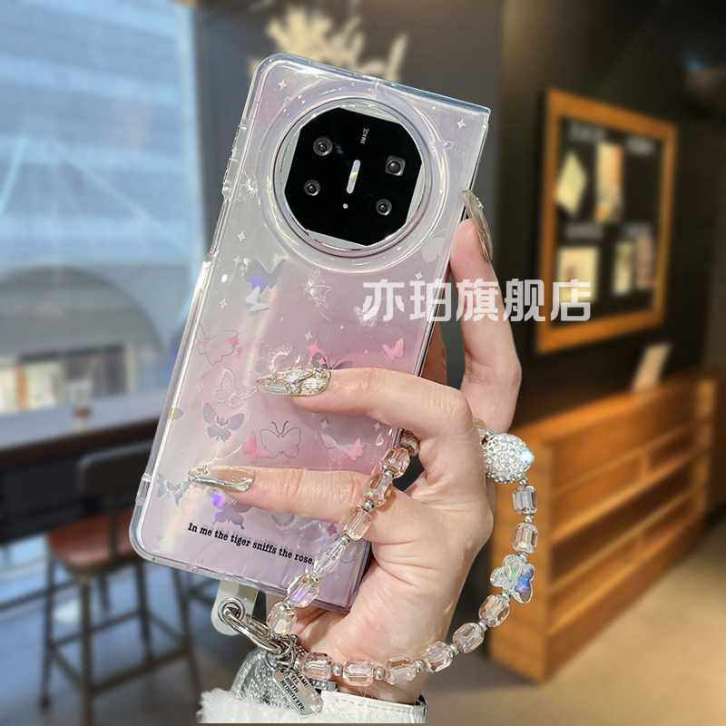 ins风晕染蝴蝶适用MateX5手机壳