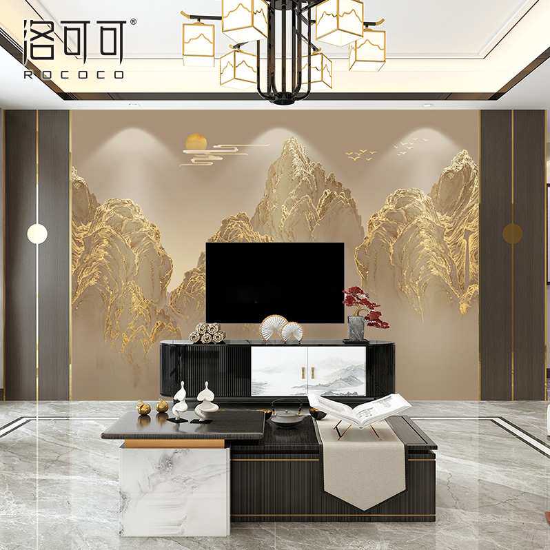 ?壁纸轻奢2025新中式山水壁布电视背景墙壁画客厅沙发墙布装饰墙