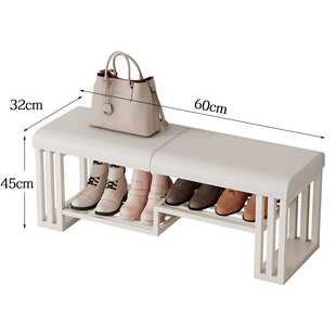 奶油风进门入户换鞋凳可坐法式家用门口设计师创意皮革长条穿鞋凳