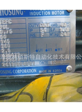 HYOSUNG  TEFC 0.75KW 90L 50HZ 380V  945RPM