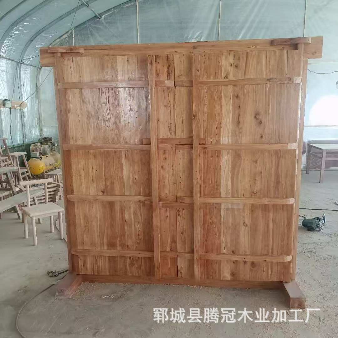 中式仿古进户双开门老榆木建筑庭院平开门榆木别墅民宿进户门大门