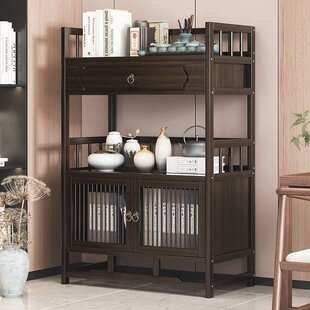 博古架实木中式茶叶架子置物架落地多层茶具摆件收纳架茶室展示柜