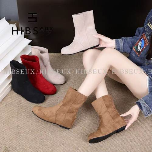 短靴复古时尚百搭气质增高靴子