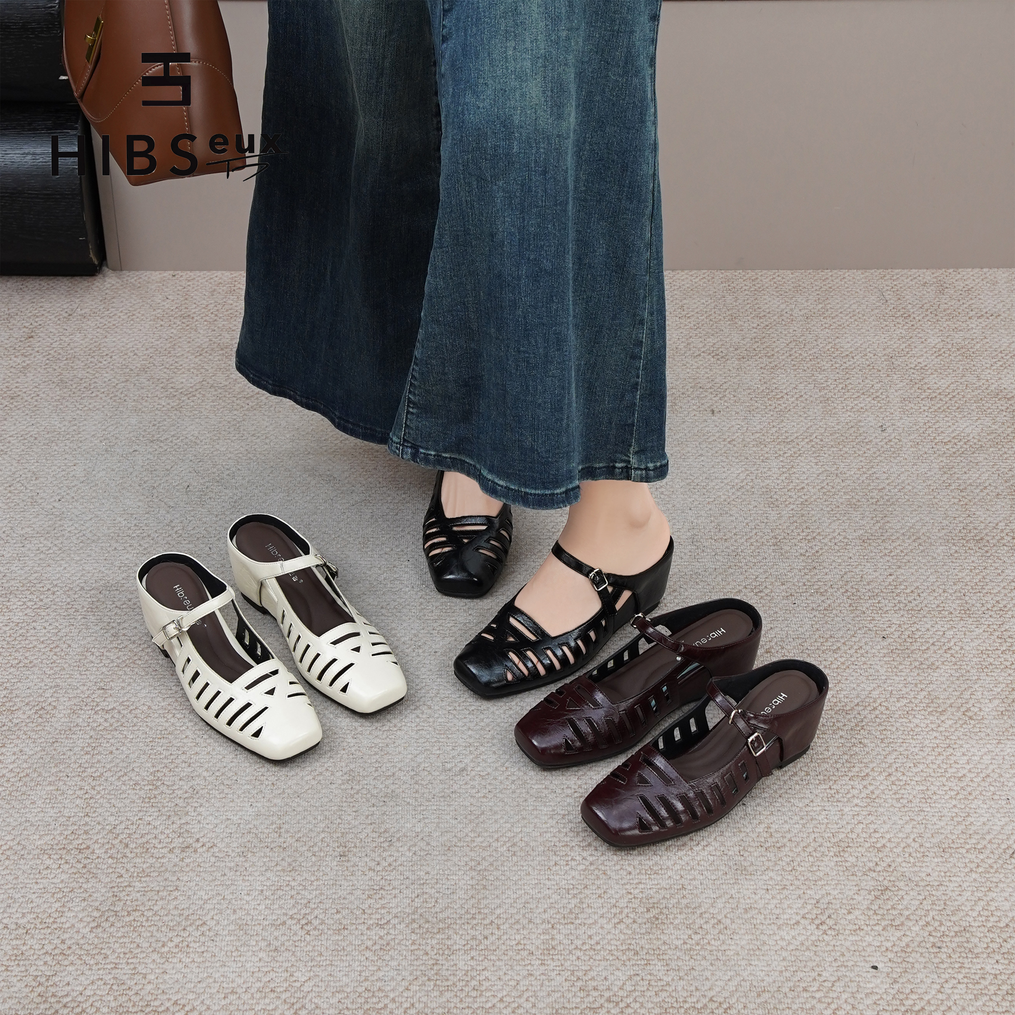 【新款加购！限时开价】法式镂空包头罗马凉鞋女低跟方头休闲鞋女