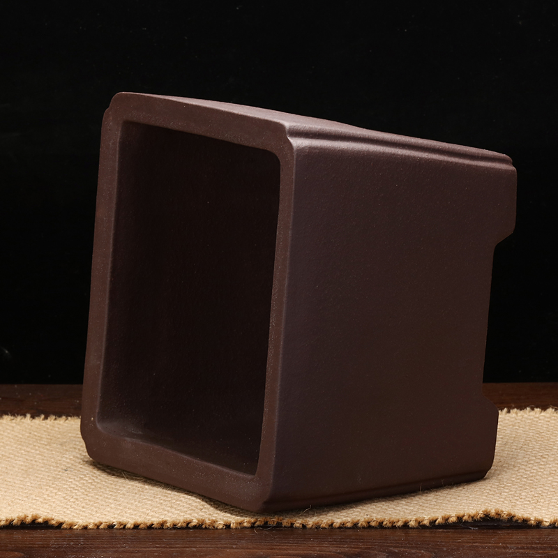 宜兴紫砂花盆h仿古正方形大号一颗印老桩桌面绿植盆景榕树文竹包