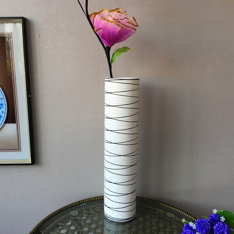 藤编铁艺木质仿陶瓷n花瓶客厅干花插花落地大花瓶家居装饰花器摆