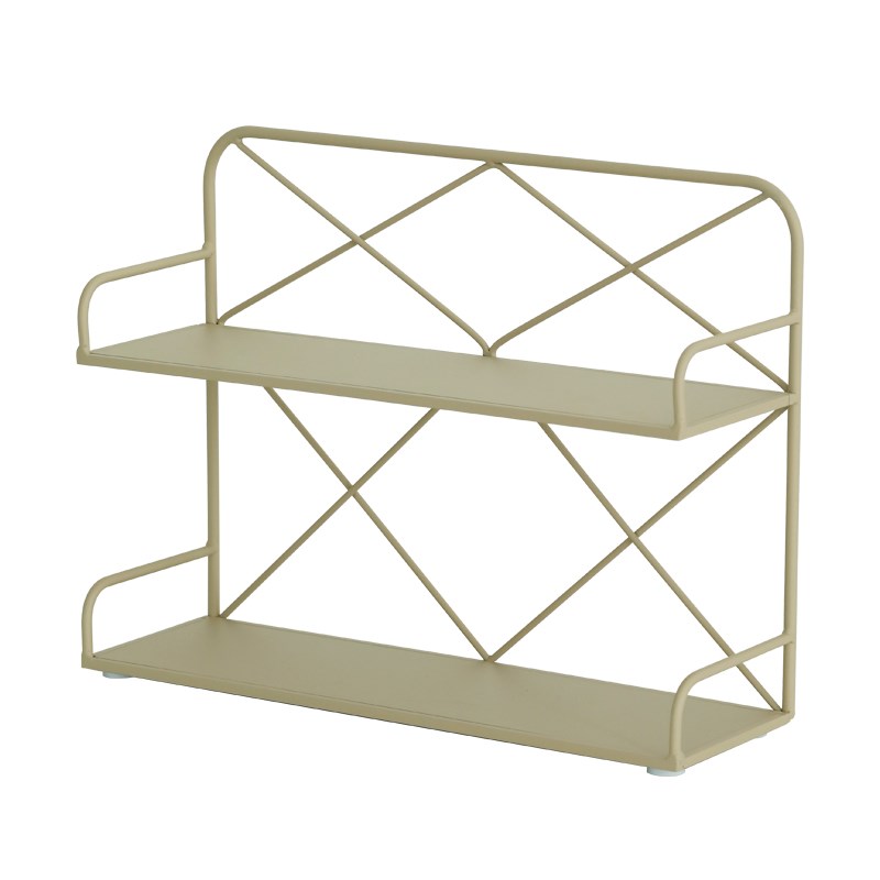 双层铁艺收纳架 奶茶色桌面置物架 ins风杯架 洗手X间台面储物架