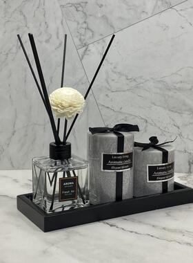 卫生间软装搭配套装样板房陶瓷卫浴展厅样板间装饰品托盘组合摆件