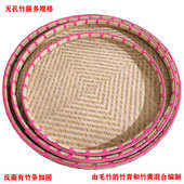 竹器 全包边无孔竹筛竹篮 晾晒干货大竹匾 圆形簸箕 手工编织竹匾
