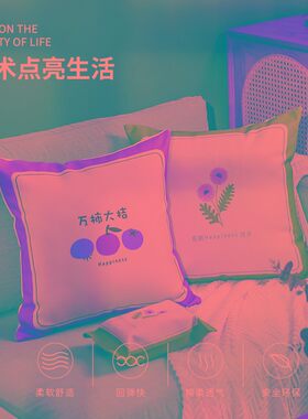 万柿大桔棉麻抱枕套客厅沙发靠垫腰枕家居装饰Q抱枕靠枕床头大靠
