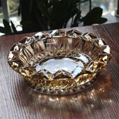 复古办公室J客厅茶几金色大烟缸特大 个性 欧式 烟灰缸水晶创意时尚