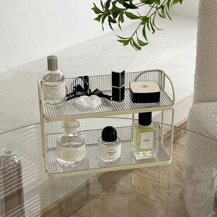 高级感透明双层化妆品收纳架口红亚克力J护肤品桌上梳妆台置物架