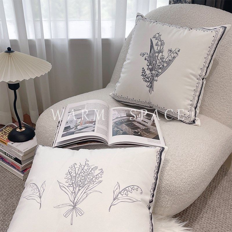 铃兰烟灰轻奢抱枕沙发卧室靠垫客厅床F头毛绒汽车靠枕含芯布艺枕,居家布艺,靠垫/抱枕,淘宝优惠券,粉丝福利购,淘宝优惠卷