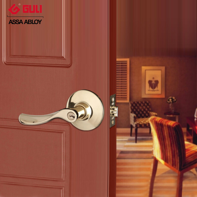 固力GULI 三杆式执手锁 室内门锁 卧室木门房门锁Y B5441
