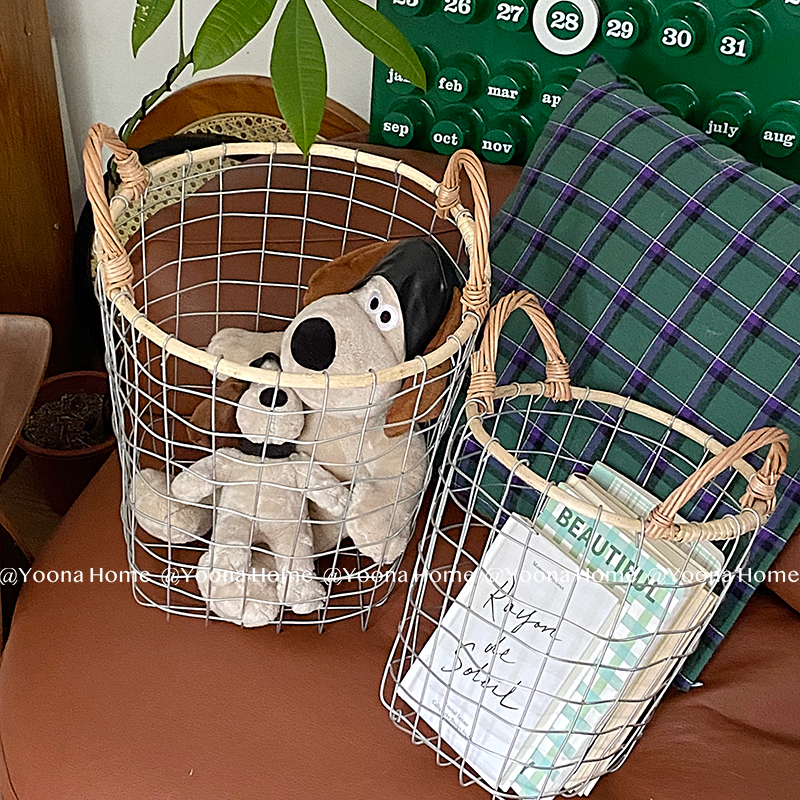 收纳篮日式铁h艺收纳筐卫生间收纳篮桌面零食杂物收纳盒篮子置物