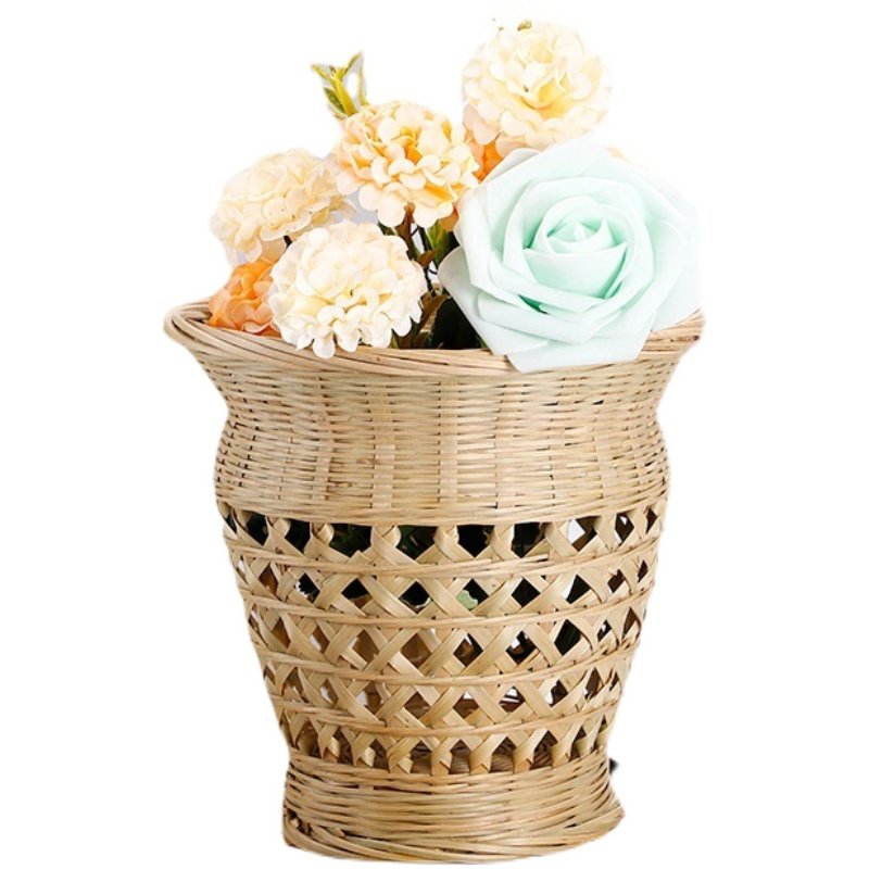 竹制品编织插花瓶 客厅摆w件小竹筐装饰竹演出道具收纳筐小号,特色手工艺,竹编/竹雕,淘宝优惠券,粉丝福利购,淘宝优惠卷