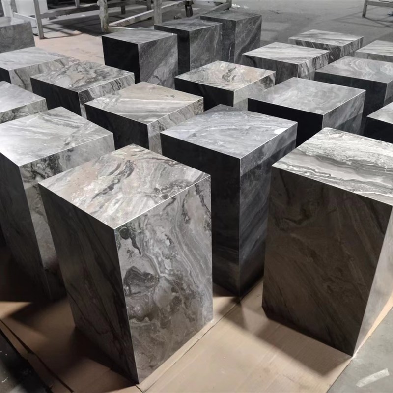 岩板花架立柱轻奢摆件室内客厅玄关餐厅会所落地摆设Y展示台地柱