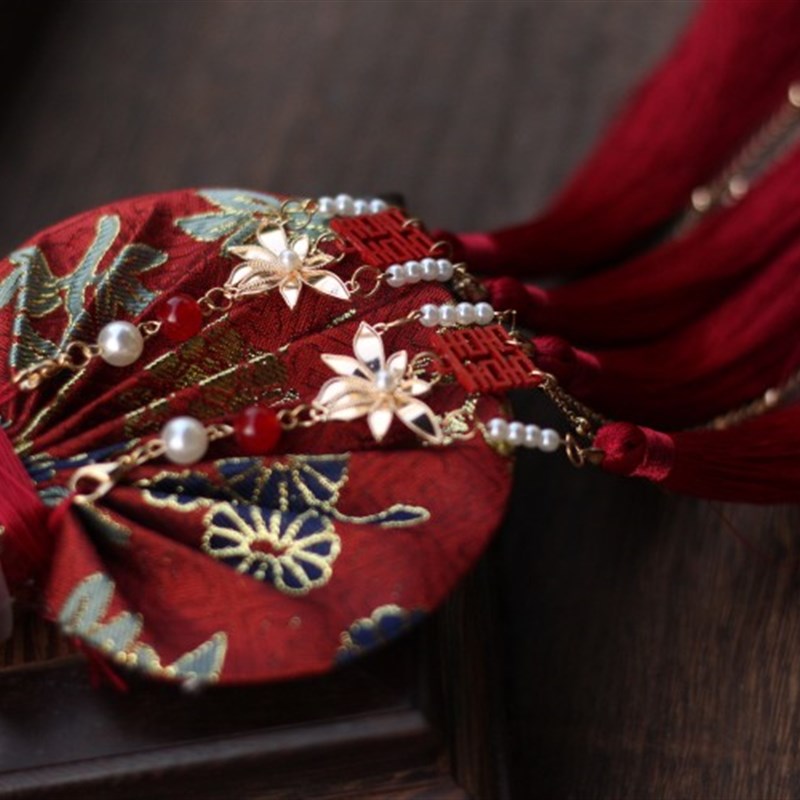 凝香记 囍结良缘中式婚礼织金结发红色荷K包香囊手工古法随身香包