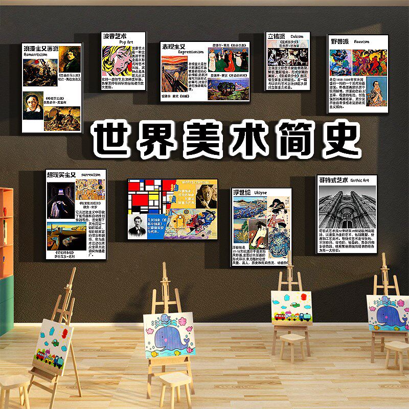 画布置美术教室艺术培训机构环创文化F背景墙面装饰世界发展史互,家居饰品,文化墙贴,淘宝优惠券,粉丝福利购,淘宝优惠卷