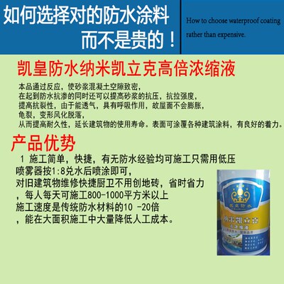 凯皇防水新品g屋顶内用补漏纳米凯立克轻轻一喷滴水不漏渗透型涂