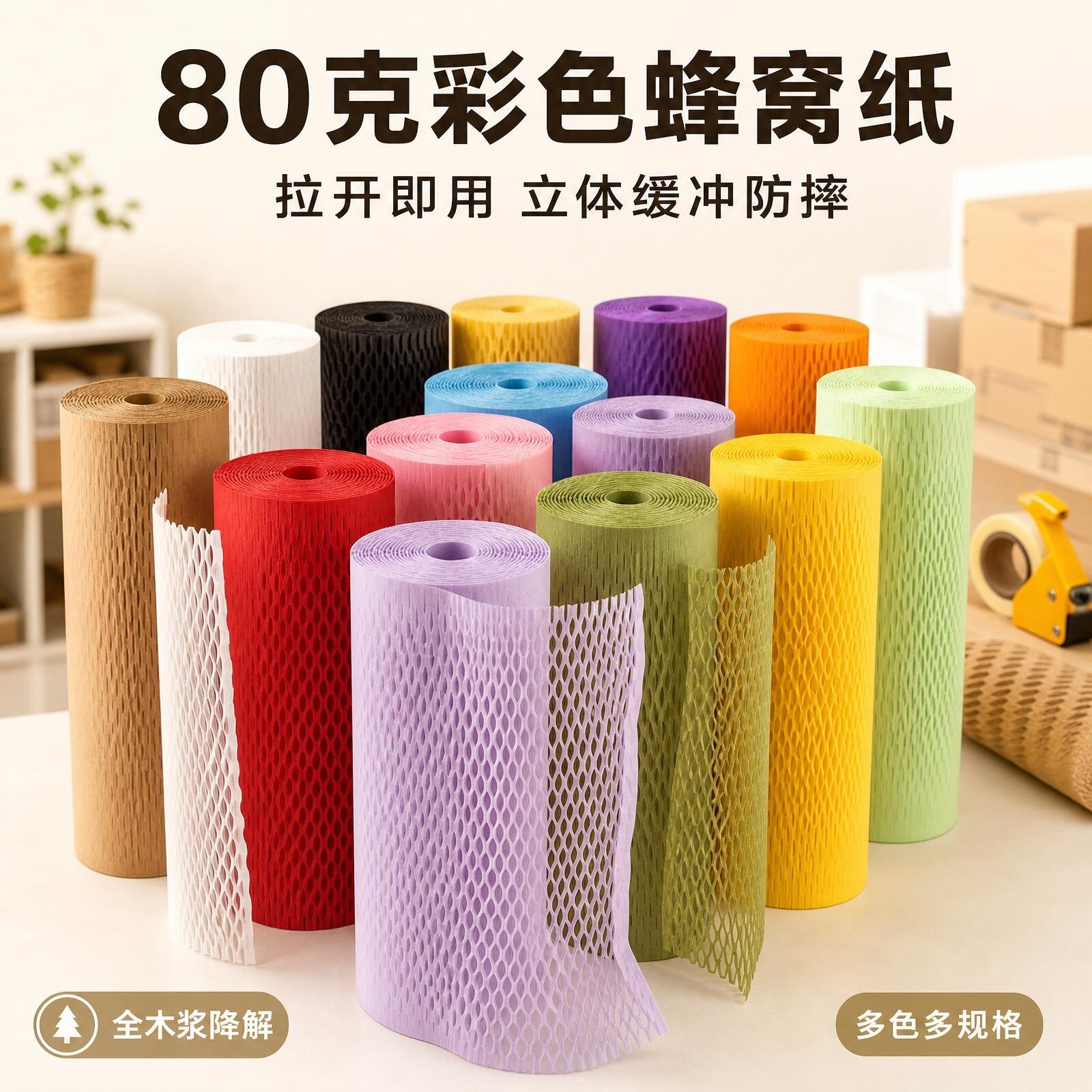 环保蜂窝牛皮纸卷防震包装