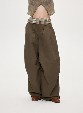 ACOSEY 25FW 拼接腰头立体褶裥设计感复古慵懒感阔腿长裤