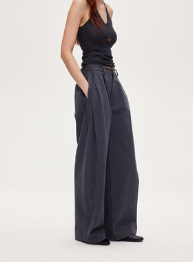 ACOSEY 25FW 原创设计感侧边压褶宽松弯刀休闲长裤